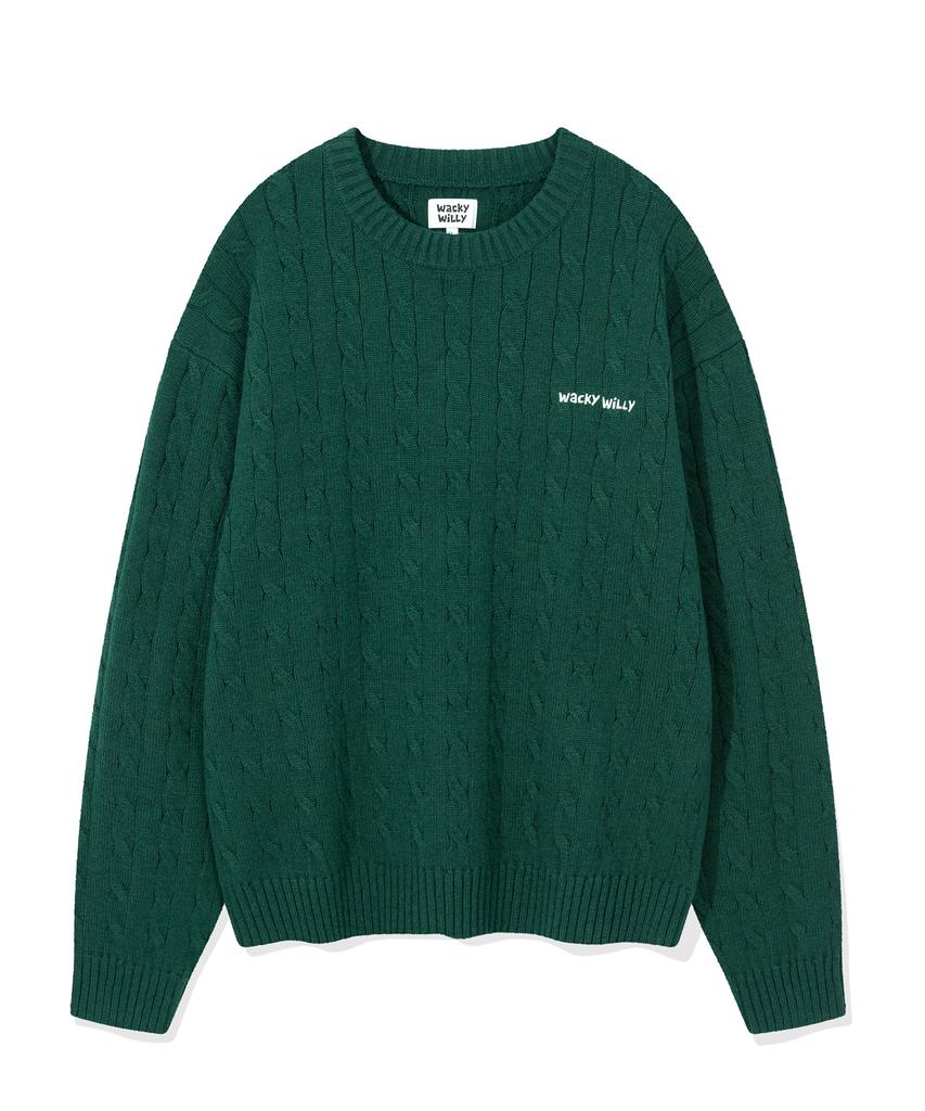 WACKY WILLY Basic Cable Tissue Pullover Green