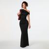 Vânzare Fierbinte Rochie Sexy de Celebritate pentru Femei Rochie Neagră de Vară cu Umerii Dezgoliți și Decolteu Asimetric Rochie Lungă