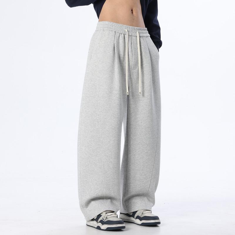New Arrival Men's Casual Pants 2026 Spring Autumn Sportswear Solid Color Sweatpants Drawstring Waist Full-Length Jogger Trousers