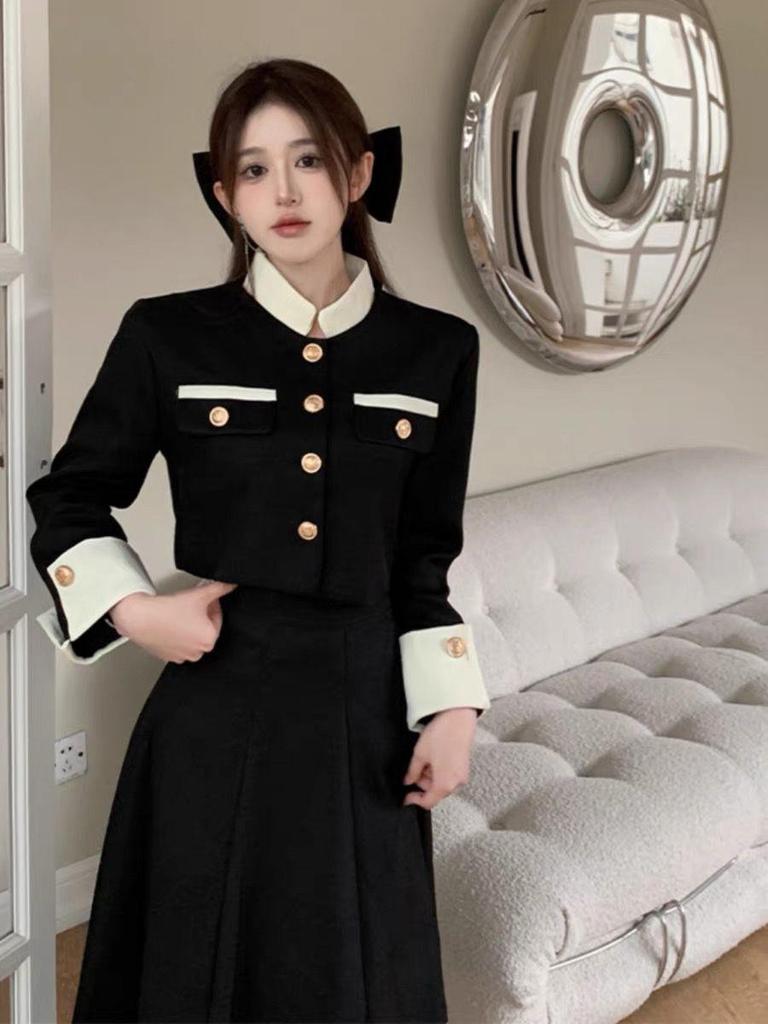 2024 Autumn/Winter French Style Socialite Suit: Short Jacket & Skirt Set for Women