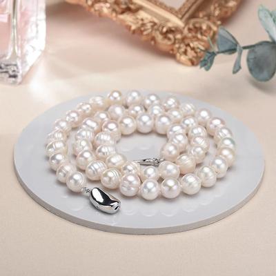 New Real White Freshwater Cultured Pearl Necklaces for Women Girl Gift, 925 Silver Women's Baroque Pearl Necklace