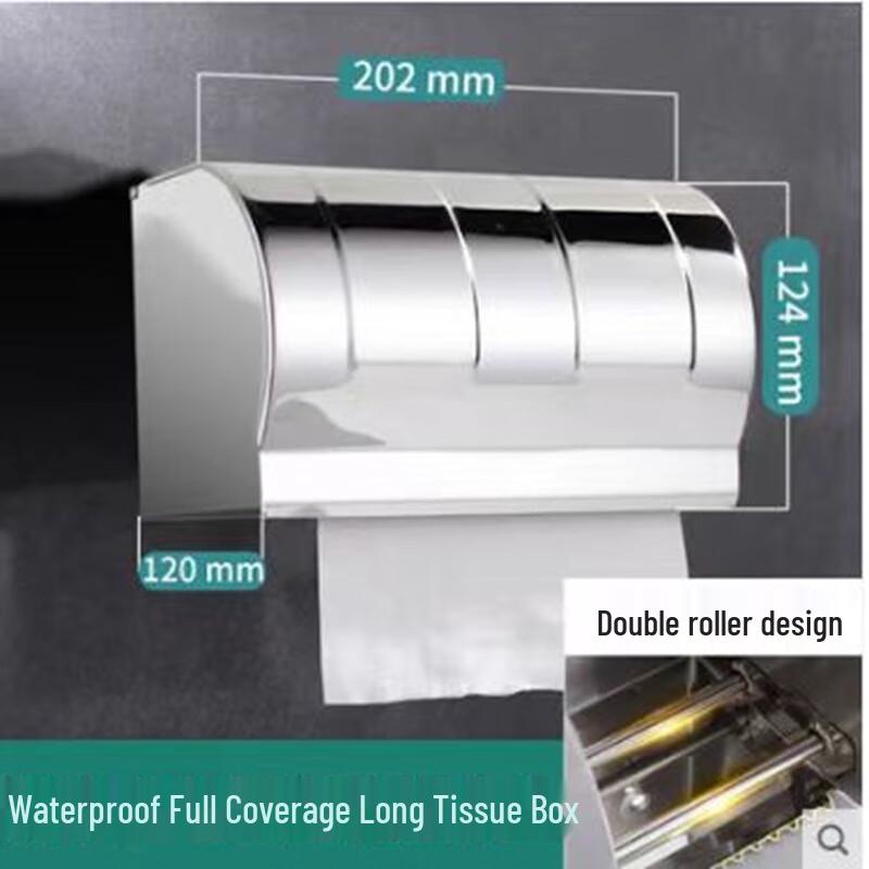 Stainless Steel Waterproof Bathroom Tissue Holder with Shelf