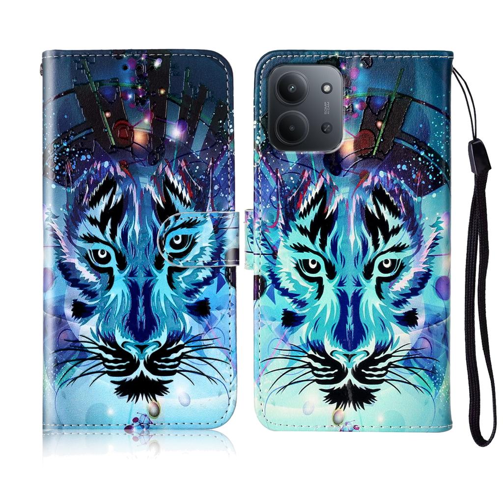 For Xiaomi Redmi 15C 4G (EU) (173mm)/15C 5G (EU) (173mm)/Poco C85 4G (173mm) Case Pattern Leather Wallet Cover with Strap