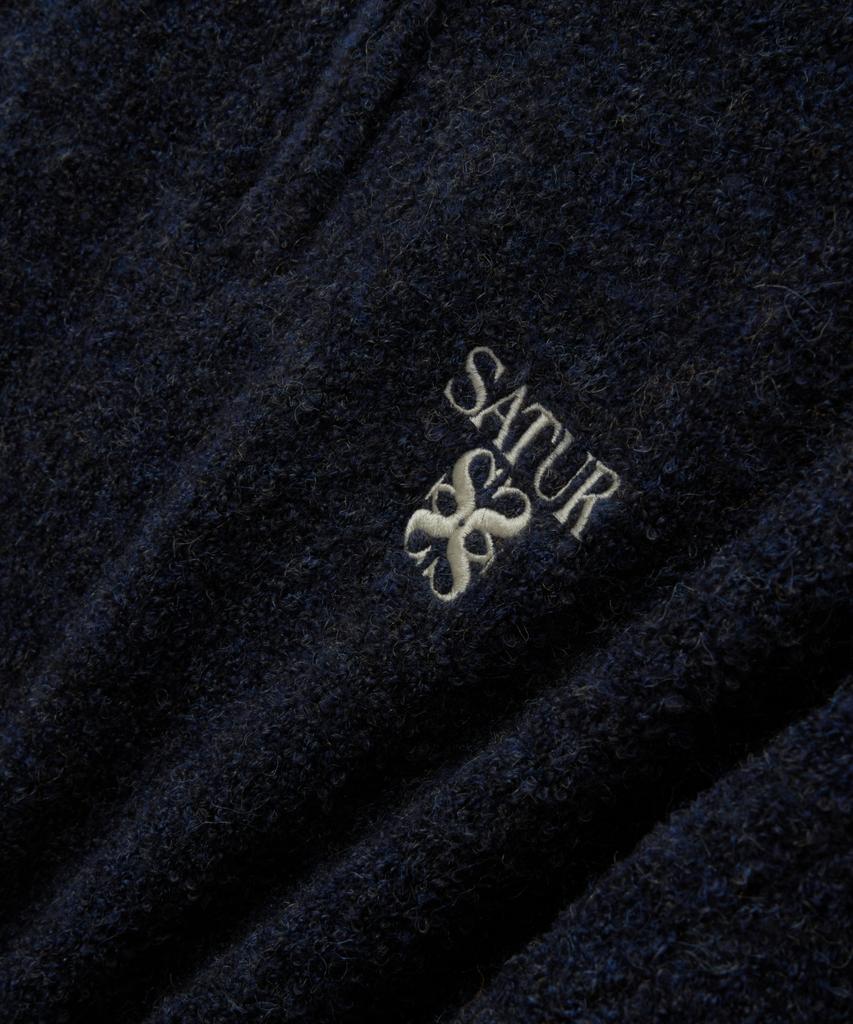 Seteo Fleece Half Neck Knit Zip-Up Navy