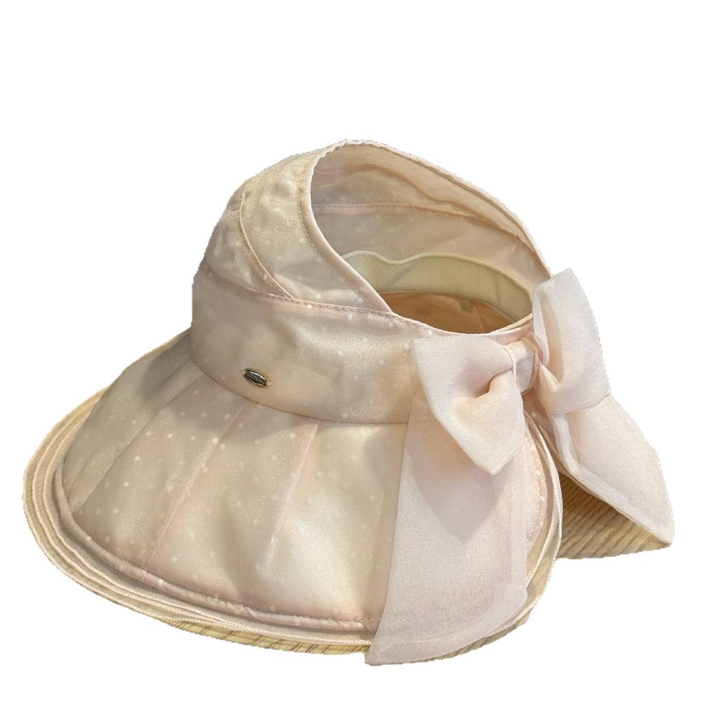 Netz-ladylike Schleifen-Sonnenhut für Damen, Sommer-Open-Top-Sonnenhut mit großem Rand, der das Gesicht kleiner aussehen lässt2026