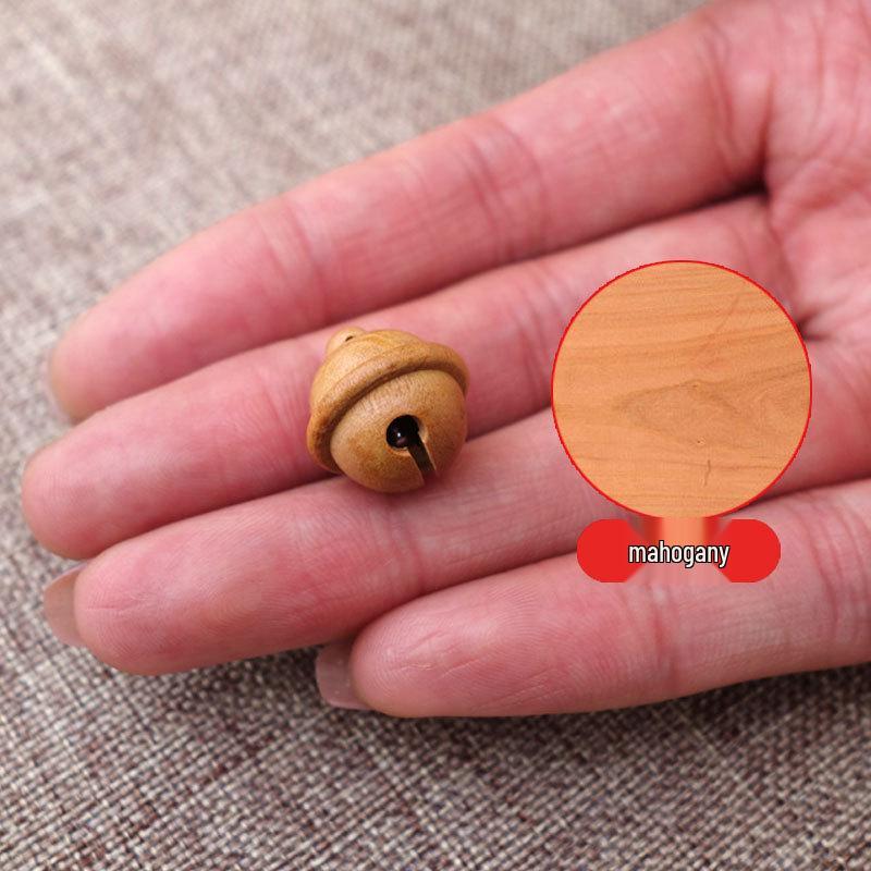 Peach Wood Small Bell Keychain DIY Pendant Charm Set