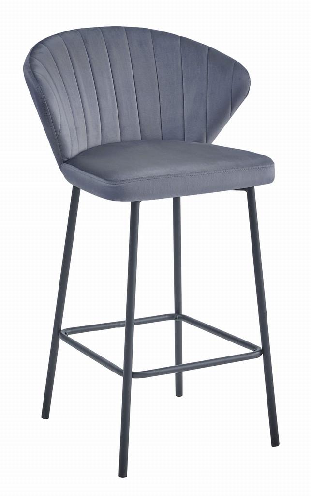 Gatta Stool - Dark Gray Velvet / Black Legs X 3