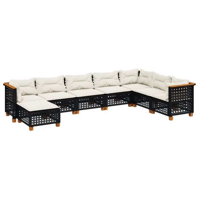 VidaXL Garden Lounge Set 8 Pcs with Cushions Black Wicker, Outdoor Sofa Set, Garden Lounge, Set 3261956