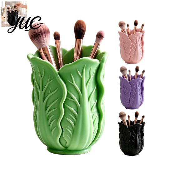 Vivid Leaf Texture Pen Cup Cabbage Shape Holder, 3D Print PLA Makeup Brush Organizer, Decorative Storage for Dressing Tables Stable Base Stationery