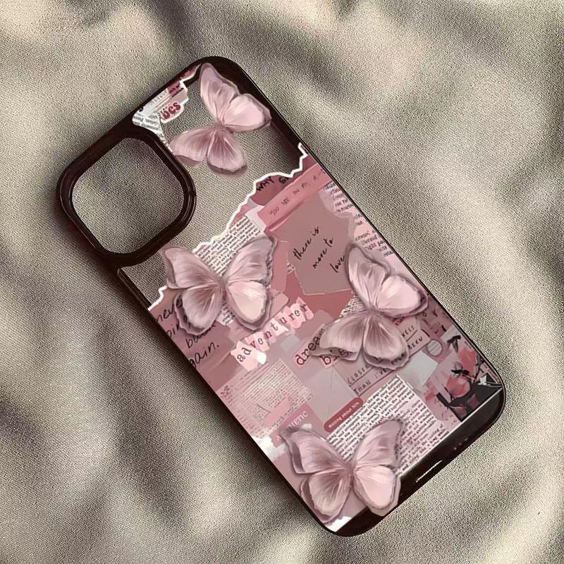 NIS Retro Růžový Motýl Pouzdro na Telefon Pro Samsung Galaxy S25 S24 Ultra A55 A56 A06 A16 A54 A35 A15 A34 5G S23 S22 FE Kryt