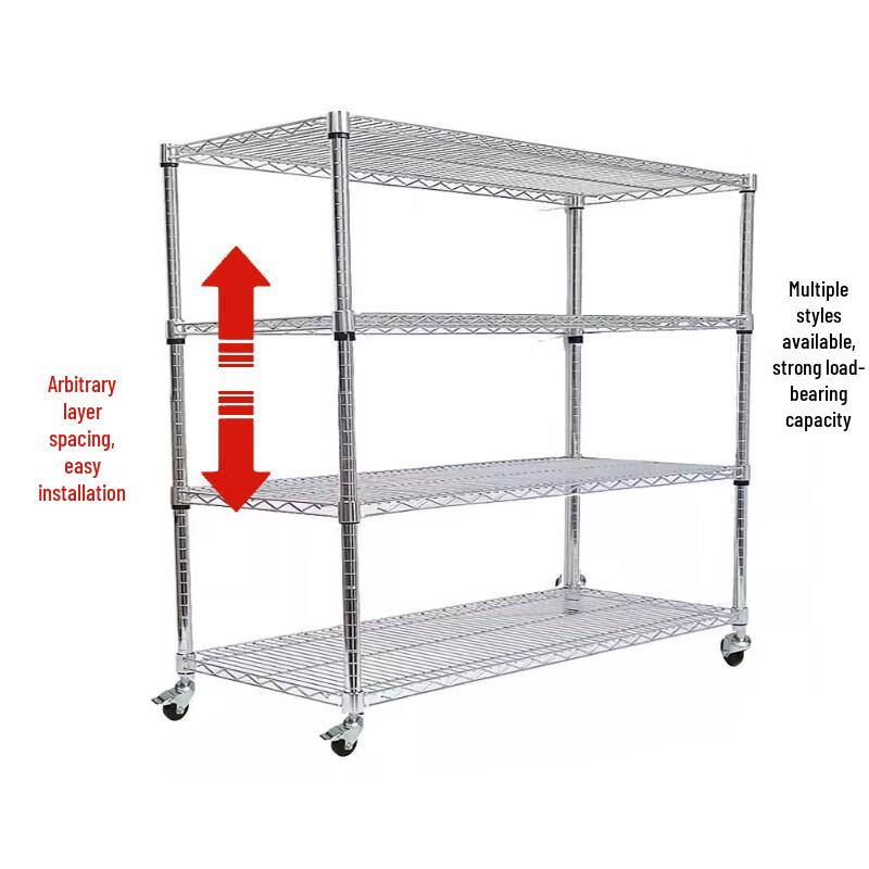 Reinforced 3-Tier Chrome Wire Storage Cart