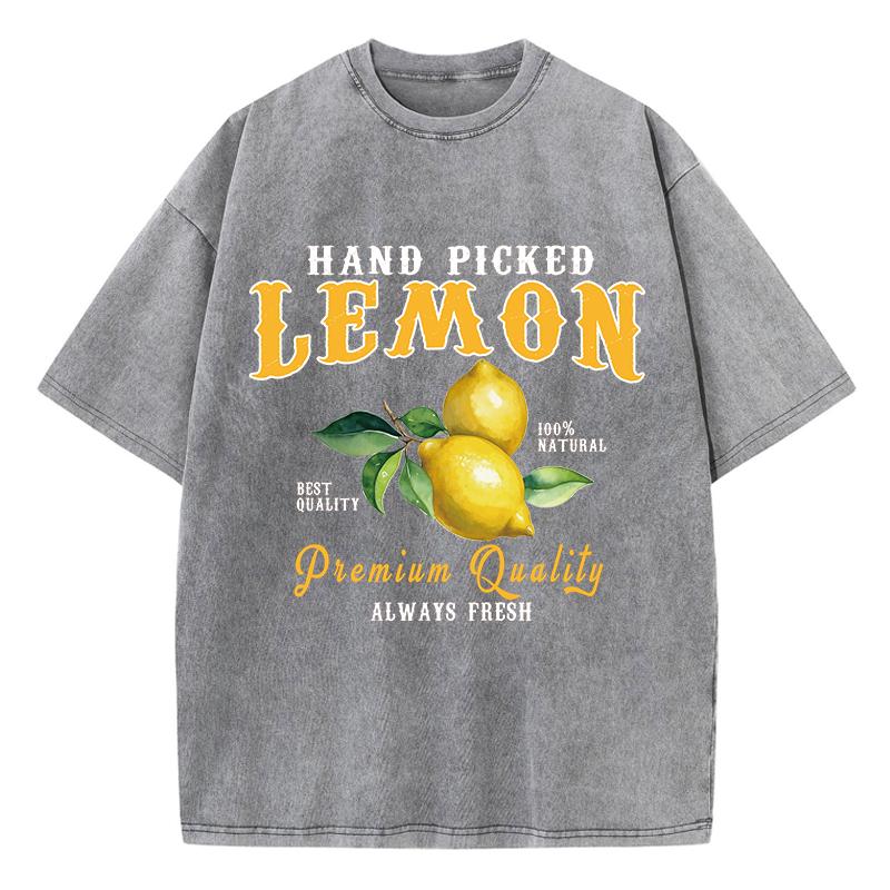 Summer Lemon Washed TShirts Womens Cotton Oversized ONeck T Shirts Fresh Fruit Prints Tops Casual Short Sleeve Woman Clothes
