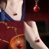 Charming Blue Zircon & Red Bead Cartoon Pendant Necklace - Trendy Gift for Girls