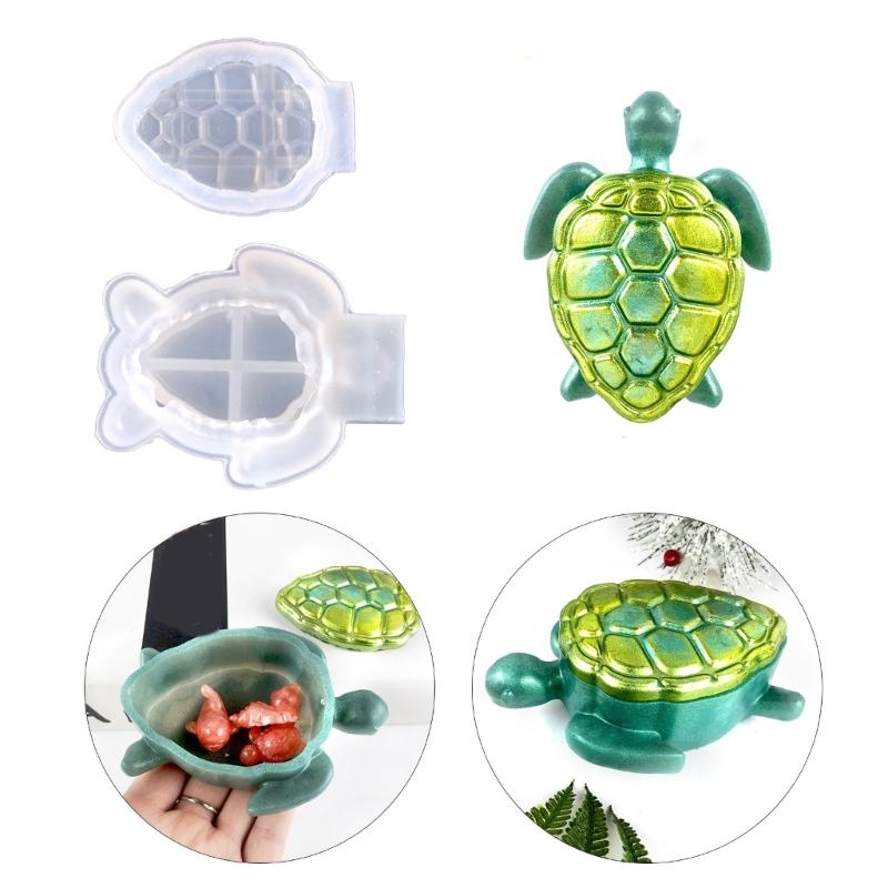 DIY 3D Turtle Storage Box Silicone Mold with Lid Resin Epoxy Casting Mold Handmade Home Desktop Decoration Craft Making