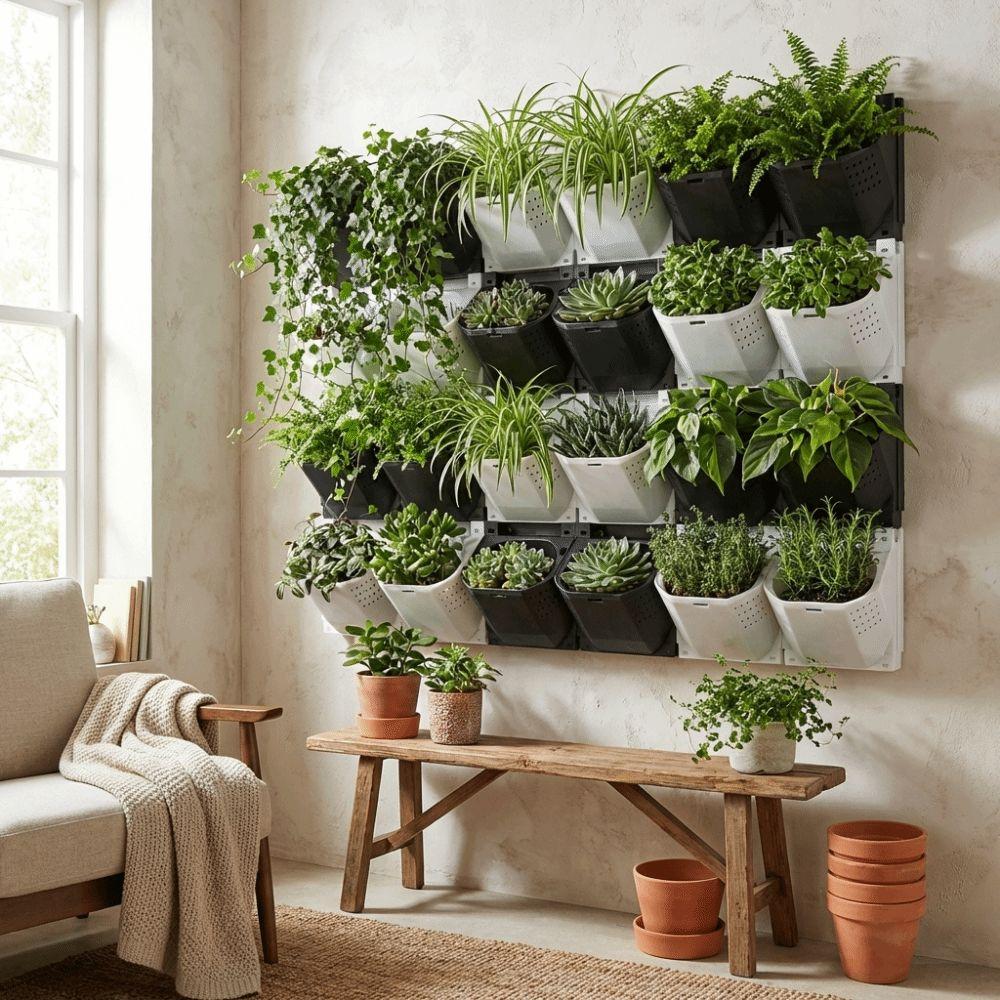 2/3 Holes Wall Flowerpot Plastic Stacked Plants Grow Container Flower Pot Container Drainage Holes Vertical Planter Living Room