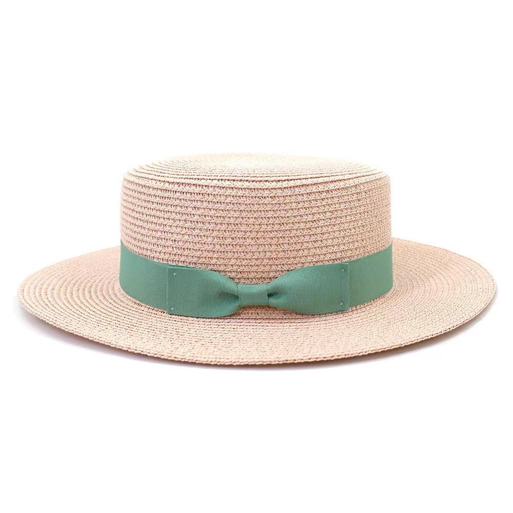 Men and women's new outdoor seaside sunshade bow big eaves flat top straw hat beach stage top hat
