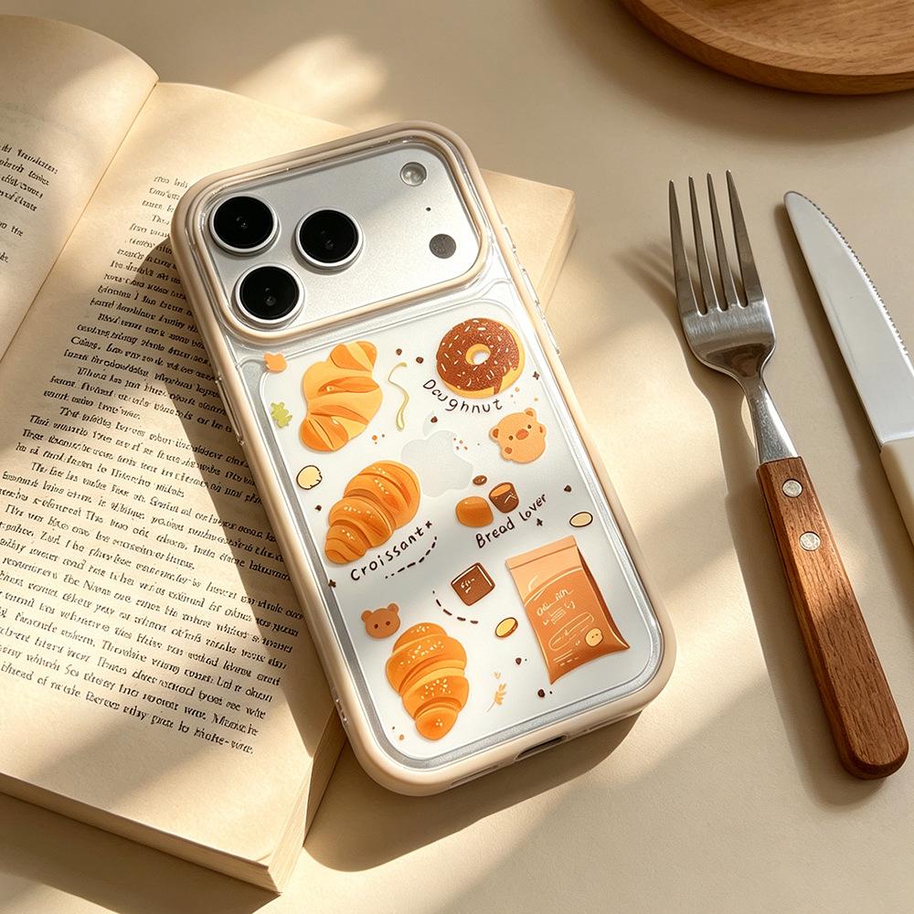 Croissant suitable for anti-drop iPhone17 mobile phone case spring Huawei OPPO contrasting color vivo Apple 16promax
