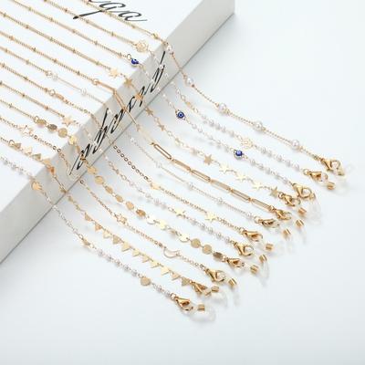 Modische Perlen-Maskenketten, Brillenkette für Damen, Metall, Sonnenbrillen-Lanyards, Brillenkettenhalter, Umhängeband