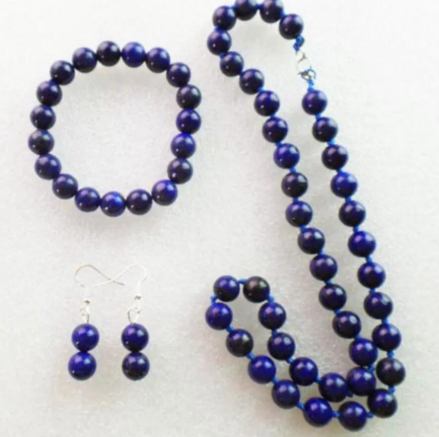 

Красивое темно-синее колье, эластичный браслет, серьги