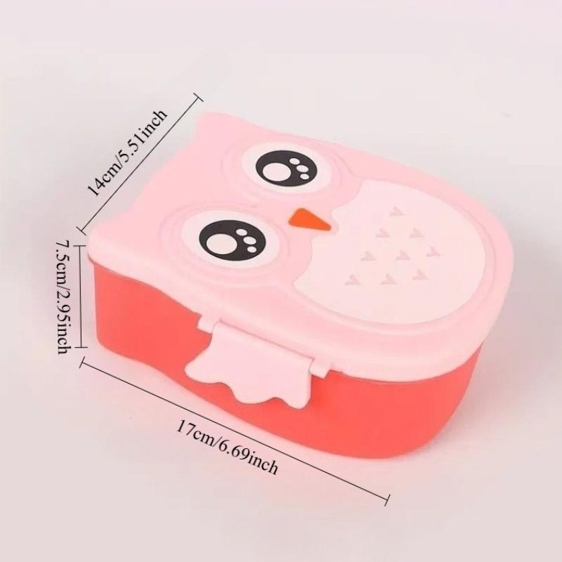 1PC Portable Plastic Lunch Box, Insulated Bucket, Bento Box, Cartoon Owl Lunch Box, Microwave Oven Lunch Box, Fresh-keeping Box