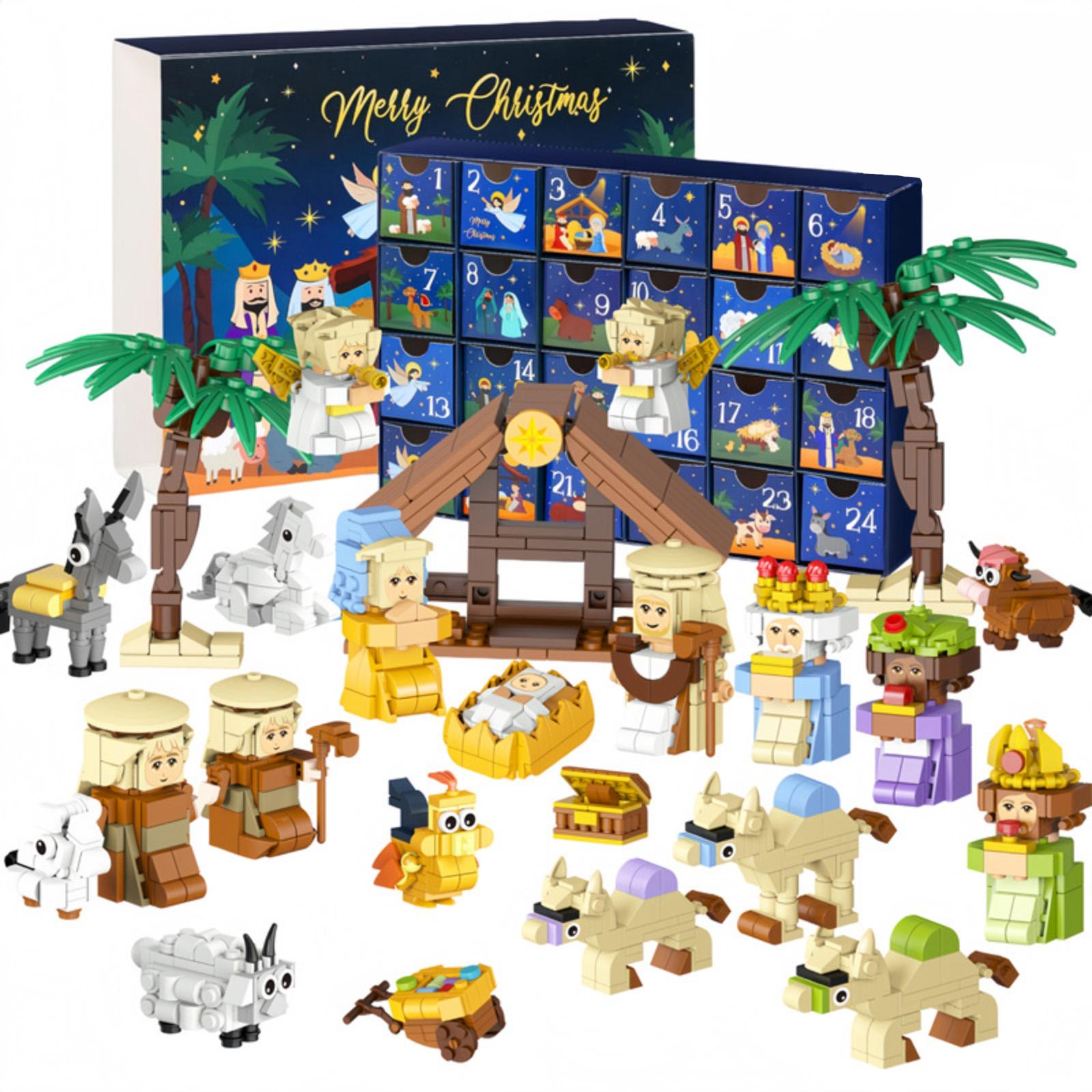 

24 шт. Рождественский 3D Календарь обратного отсчета, Конструктор, Набор игрушек, Подарок, 24 Аксессуара для конструктора One Size синий