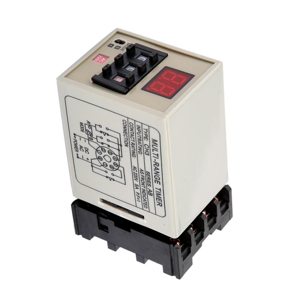 CH3-AB Digital Delay Timer Relay 0.01S-99H Dual Mode Operation Delay Time Relay AC220V AC/DC 24V Delay Relay Timing Applications