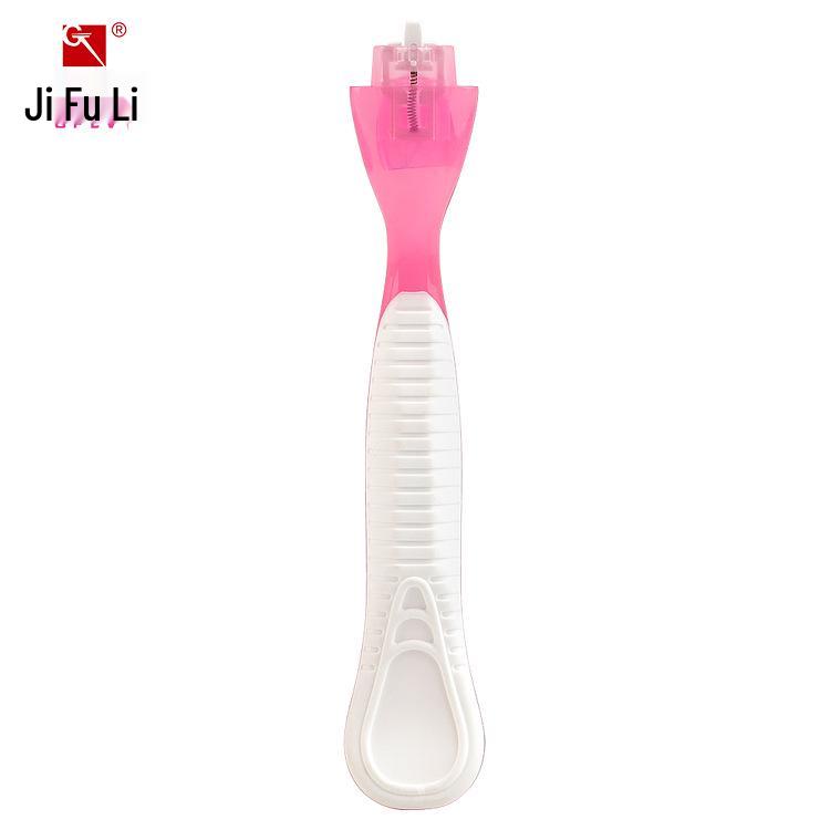 Women's Triple-Blade Pink Razor with Universal Handle and Holder