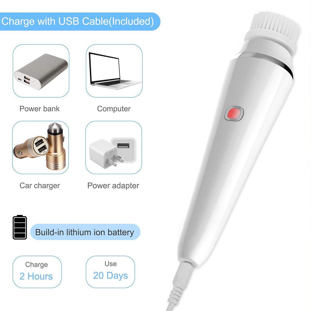 Multifunctional Waterproof Rotating Electric Facial Cleansing & Massage Brush - 4-in-1 Pore Cleaner