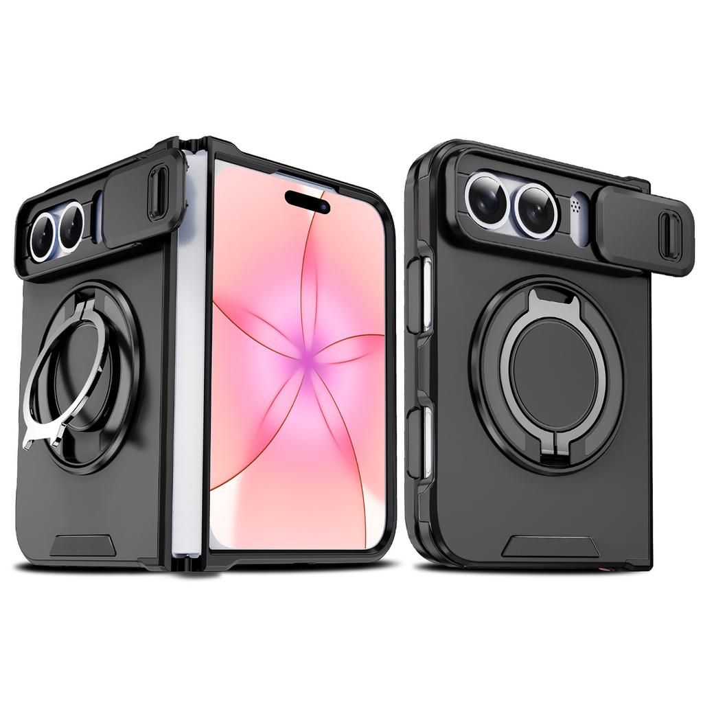 Apple Phone Case with Bracket, Lens Push Window, Suitable for IPhone Duo Folding Phone Protective Case