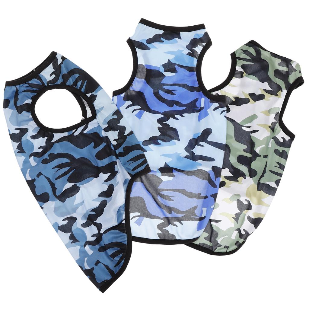 3Pcs Pet Camouflage Shirt Dog Apparel Puppy Vest Breathable Soft Fabric Fashionable Look Perfect for Summer Traveling Outdoors