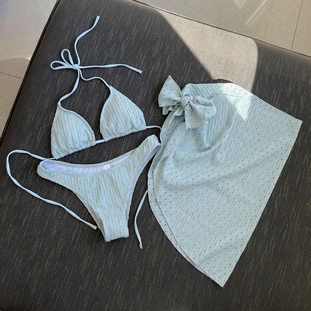 2025 European & American Backless Three-Piece Tie-Up Swimsuit