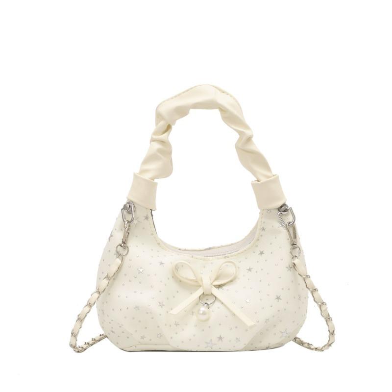 Solid Color Bowknot Versatile Daily Casual Shoulder Crossbody Handbag