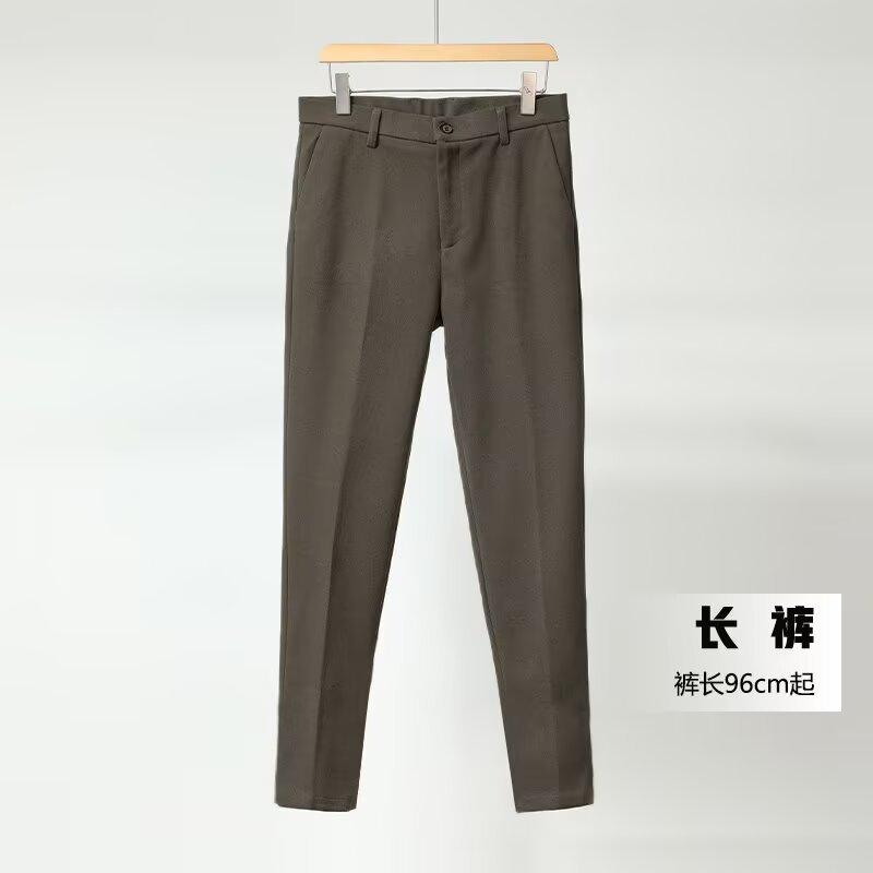 Autumn and winter velvet thickened semi-elastic waist pants men's straight woolen pants non-ironing casual large size suit pants men