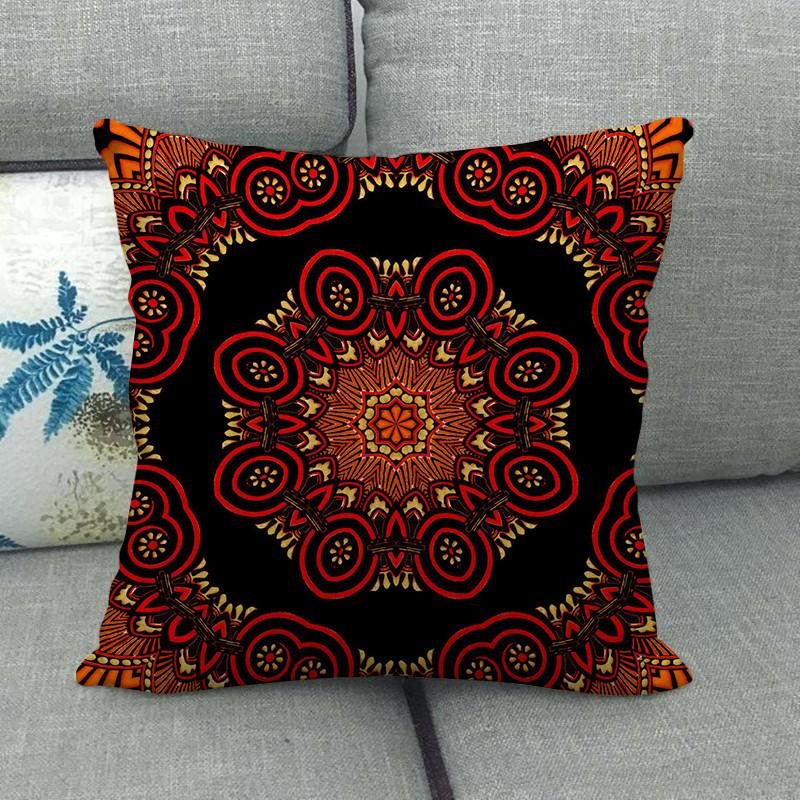Symmetrical Bohemian Geometric Patterns Digital Printing Short Plush Pillow Covers For Car Sofa Office Cushion Cover Home Goods
