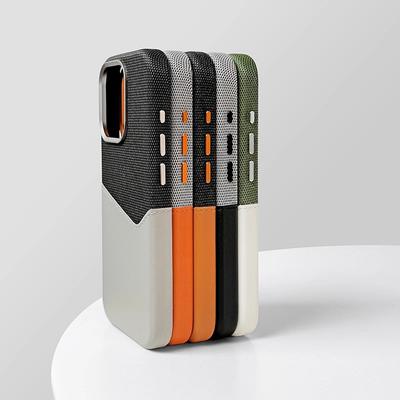 Porte-cartes en lin et cuir Coque de téléphone MagSafe pour iPhone 16 15 14 13 17 Pro Max Housse antichoc avec chargement sans fil magnétique