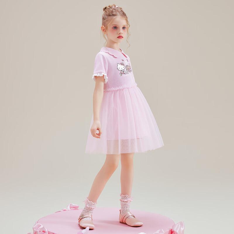 Hello Kitty Girls' Summer Cartoon Print Mesh Dress