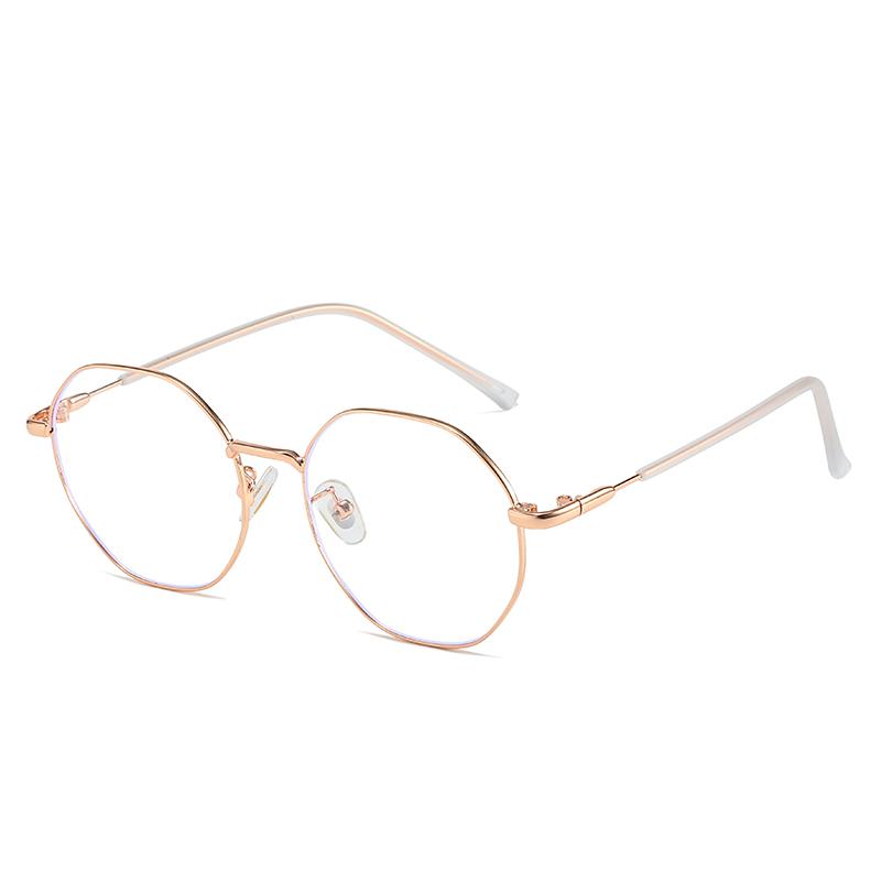 0 -0.5 -1.0 To -6.0 Women Men Blue Light Blocking Polygon Myopia Glasses Finished Fashion Metal Student Prescription Spectacles