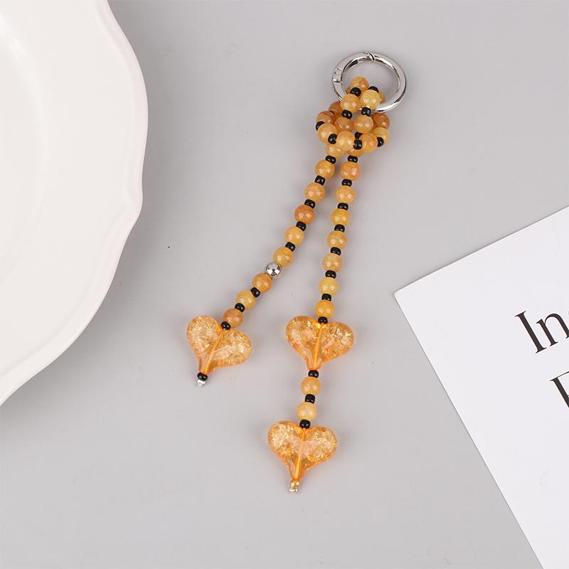 Bag Charm For Women Y2K Accesories Love Heart Pendant Colorful Beads Chain  Lady Jewelry