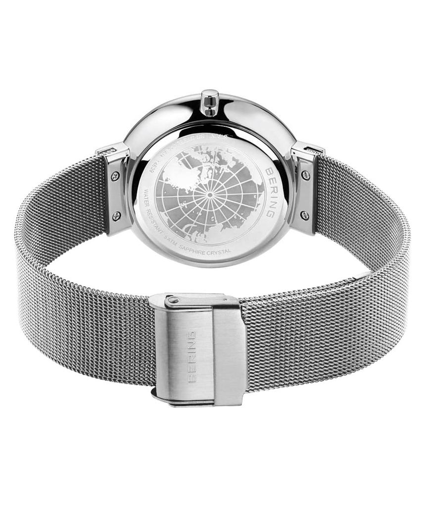 BERING Solar Model Gris x Argent Bracelet en maille d'acier inoxydable Produit importé d'origine du Japon Garantie interne de 3 ans Verre saphir Rayures