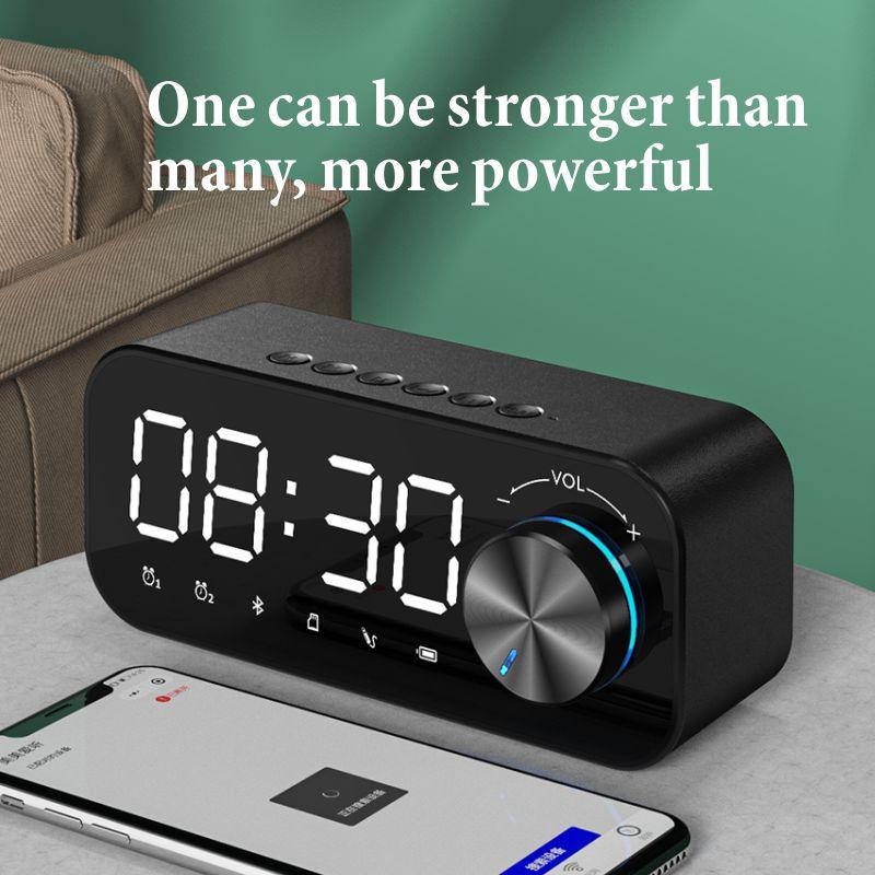 MP3 Alarm Clock, FM Radio, and Multifunction Music Player Wireless Bluetooth Speaker LED Display, Stereo Bass Bluetooth Speaker