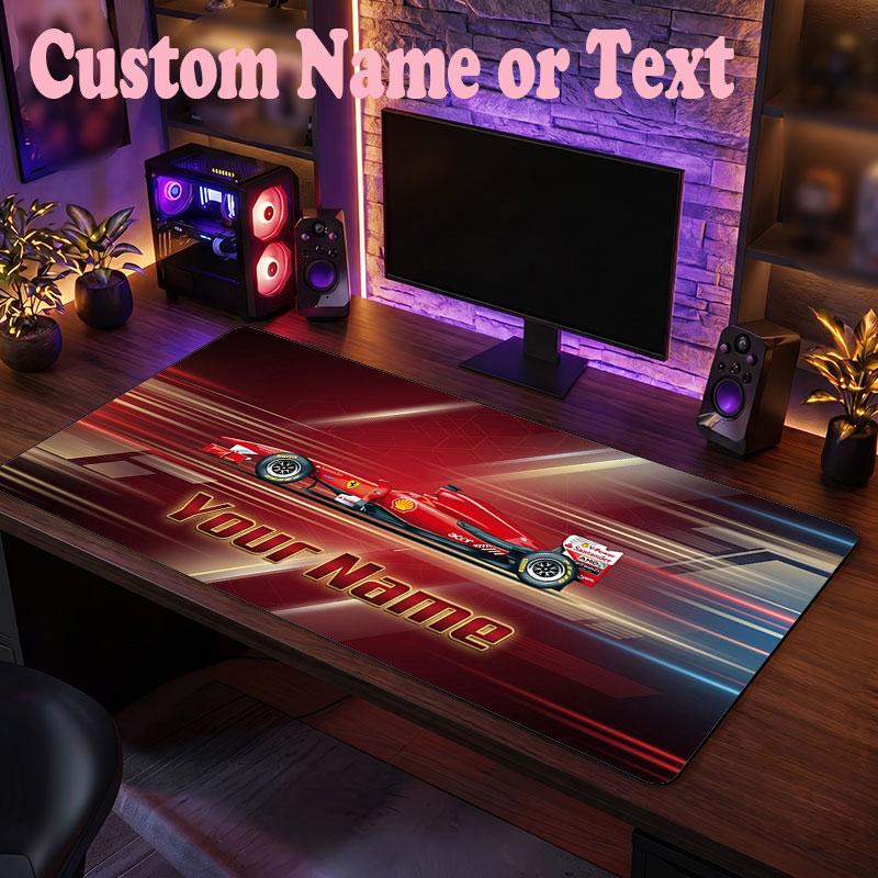 F1 Customized Name Text Mouse Pad, Large Desk Mouse Mat Personalized Home Office Present