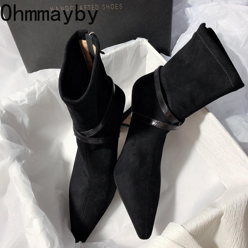 Autumn Fashion Elastic Slim Women Ankle Boots Fashion Party Stripper Female Shoes Ladies High Heel Short Botas Para Mujer