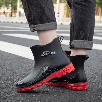 Chaussures de pluie courtes tendance pour hommes antidérapantes chaussures d'eau résistantes à l'usure semelles épaissies bottes d'eau pour étudiants chaussures en caoutchouc PVCJ mode