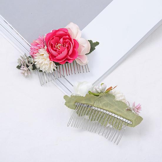 Atemberaubender Braut-Hochzeits-Haarkamm mit Blumen-Blätter-Dekor, Haarspange, handgefertigte Kopfbedeckung, Haarschmuck für Mädchen