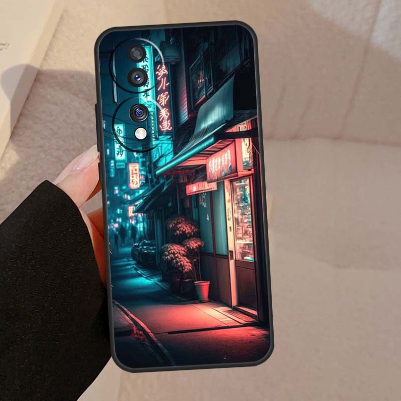 Japanese Night City Aesthetic For Honor Magic V5 5 6 7 Pro Case For Honor 200 400 Lite 50 70 90 X8a X8b X9a X9b X9c Cover