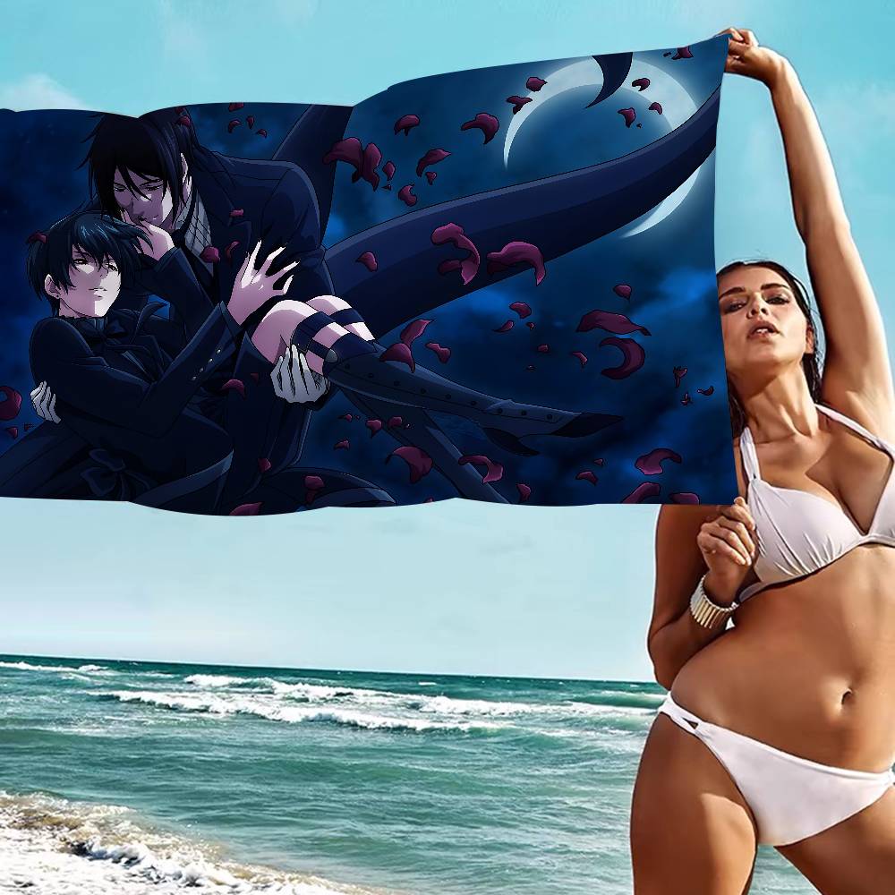 Manga Series Black Butlers Microfiber Printed Beach Towel Mountain Climbing Yoga Beach Swimming Running Absorbent Soft Towel