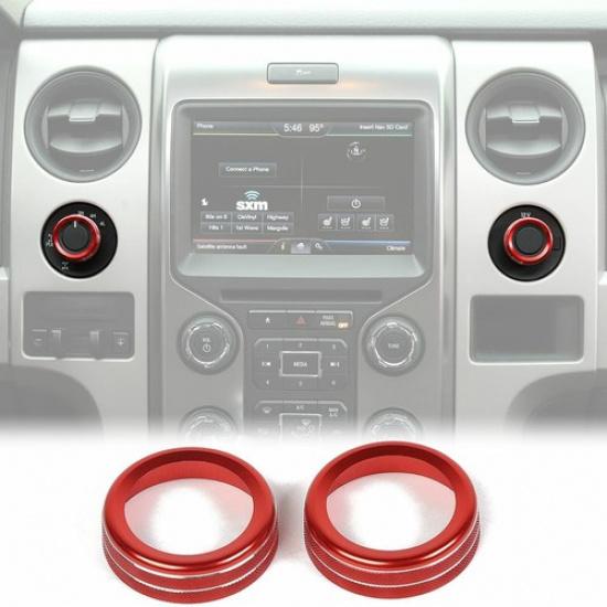 2x Four Wheel Driver 4WD Switch Knob Trim Ring Cover For Ford F150 2009-2014 Red