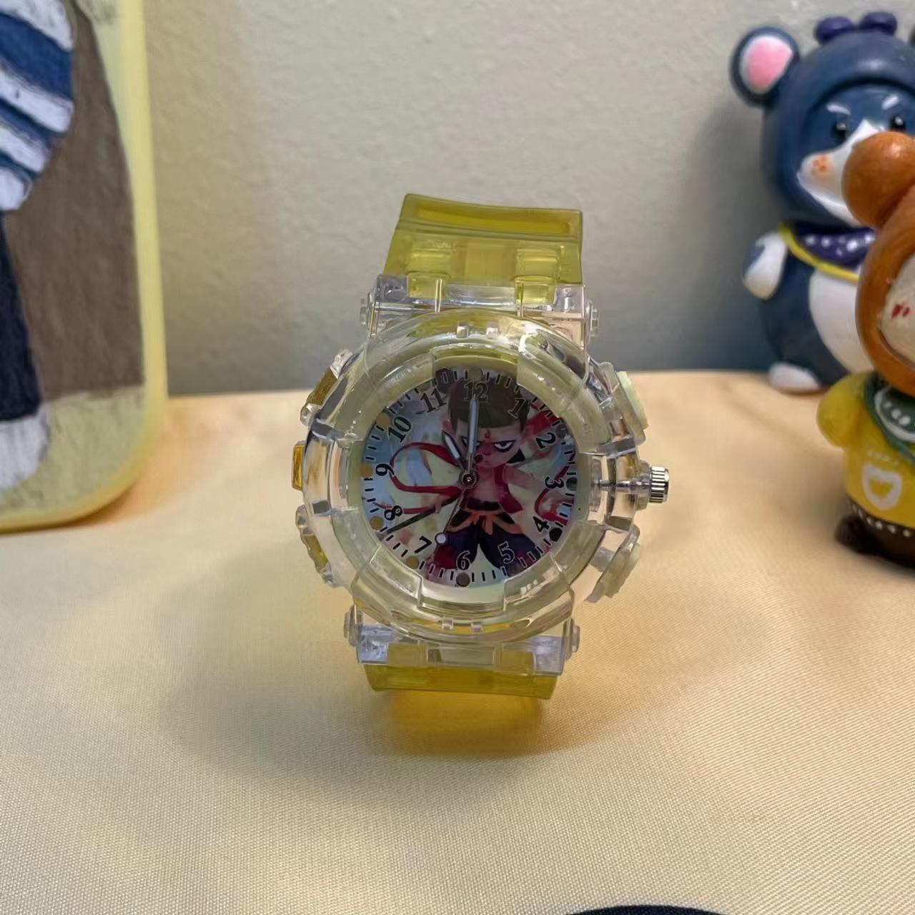 Нечжа и Ао Бин Красочные Светящиеся Детские Мультяшные Часы