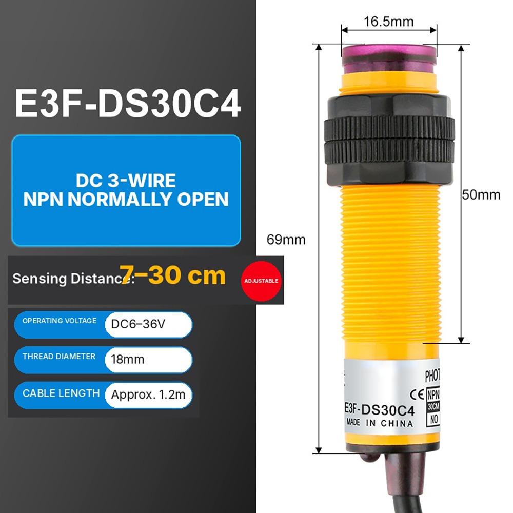 1Pcs Adjustable Sensitivity Diffuse Reflection Photoelectric Switch