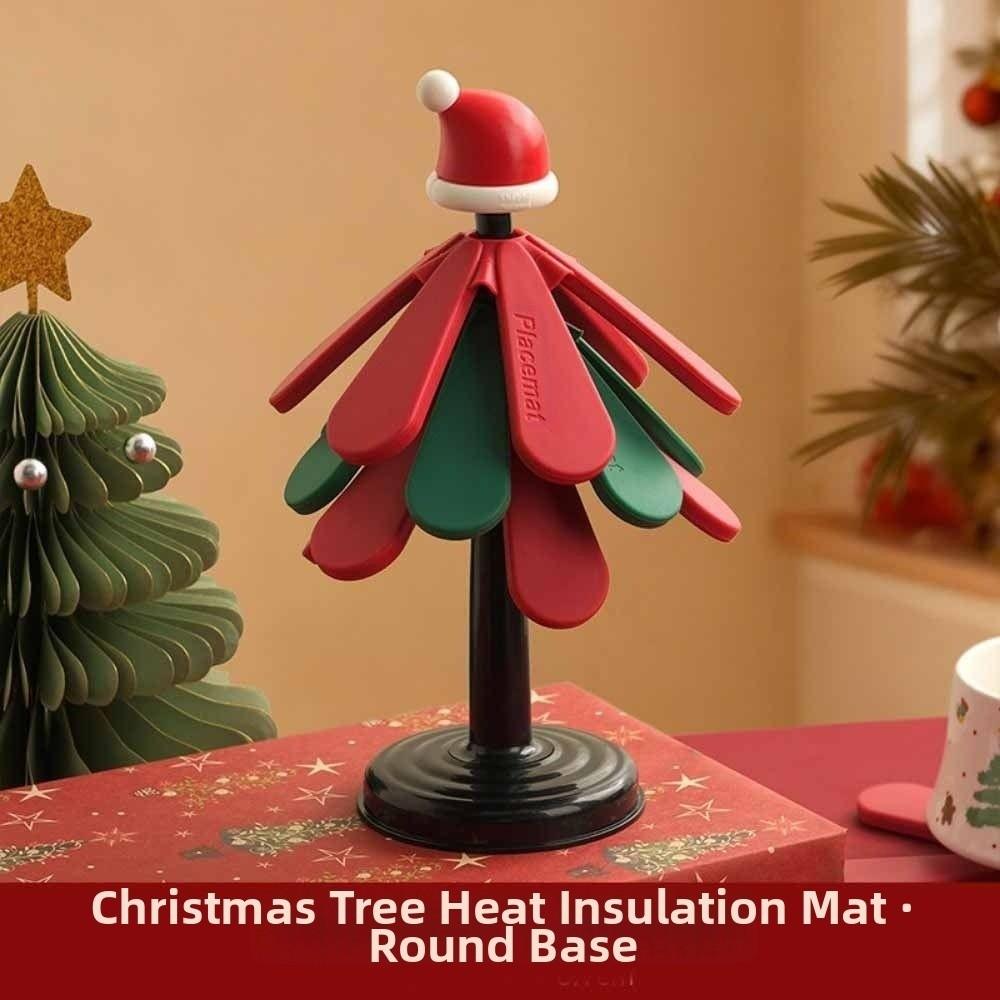 Non-slip Silicone Insulation Pad Anti Scald Suction Cup Base Christmas Tree Trivet Christmas Tree Shape Easy To Clean